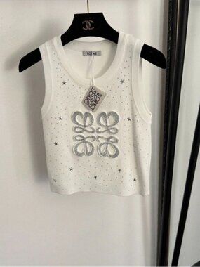 Loewe White Sparkling Diamond Tank Top